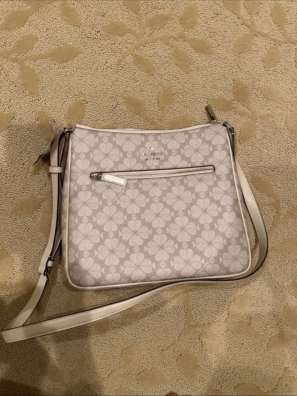kate spade Floral Logo Print PVC  Crossbody in dark beige